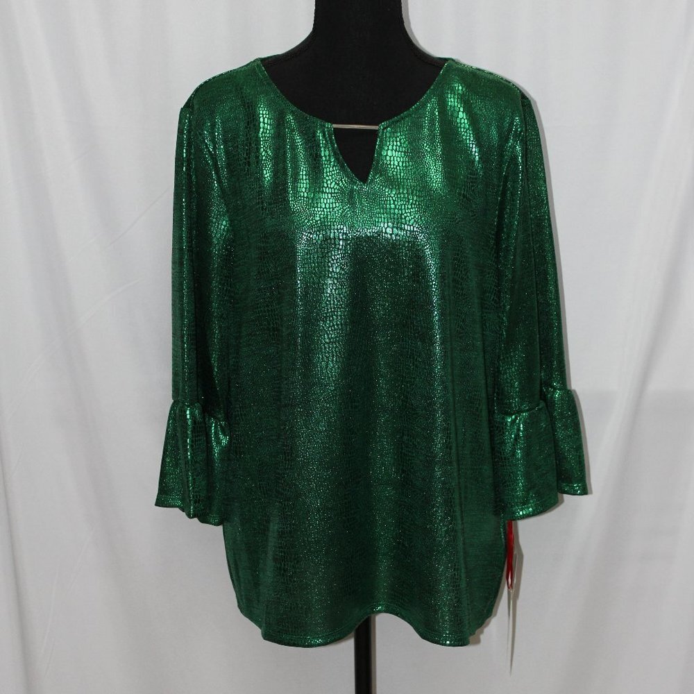 NWT Ruby Rd. Green Silky Party Blouse